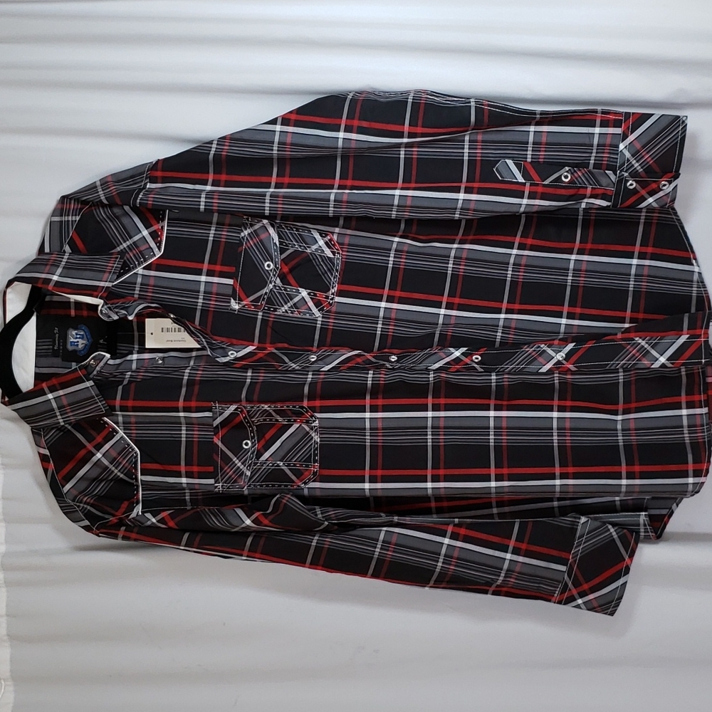 Men's Black and Red Plaid Shirt